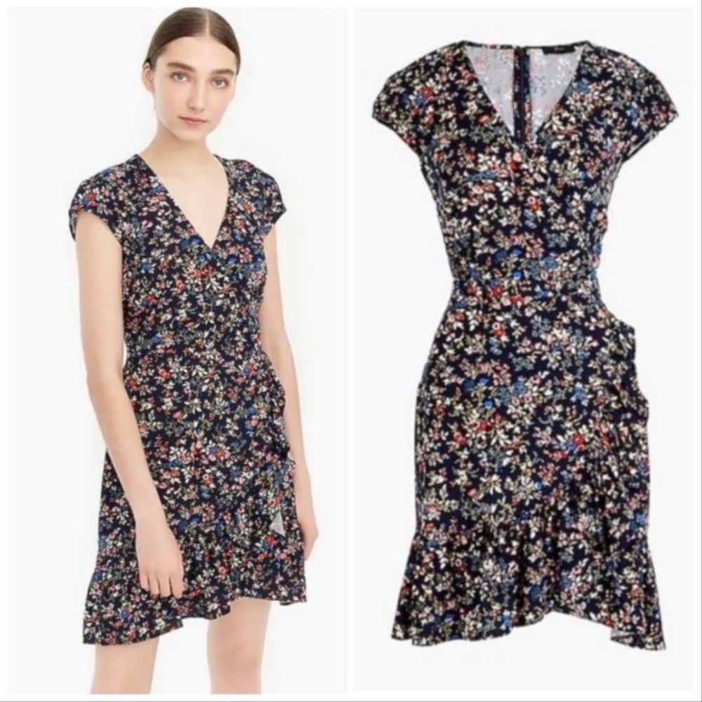 J Crew Ruffle-front Mini Dress In Soft Rayon